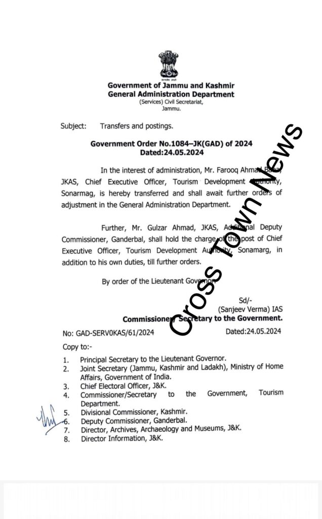 key administrative changes in jammu and kashmir tourism depa