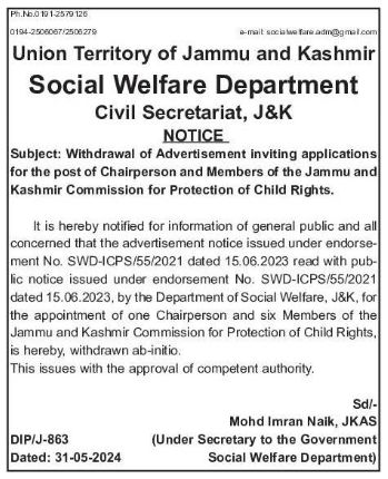 jammu and kashmir commission for protection of child rights