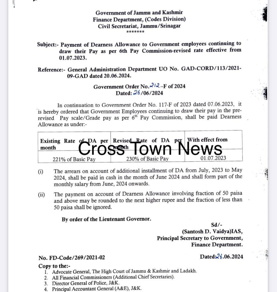 jammu and kashmir government announces revised dearness allowance for employees 1